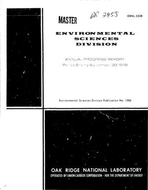 Environmental Sciences Division annual progress report for period ending September 30, 1978. Environmental Sciences Division publication No. 1280