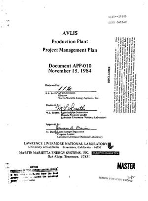 AVLIS Production Plant Project Management Plan