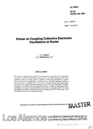 Primer on coupling collective electronic oscillations to nuclei