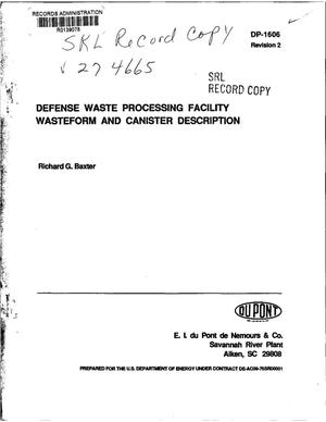 Defense Waste Processing Facility wasteform and canister description: Revision 2