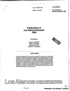Publications of Los Alamos research, 1984