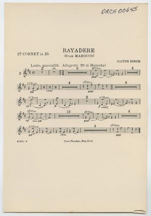 Primary view of object titled 'Bayadere: Cornet 1 in B♭ Part'.