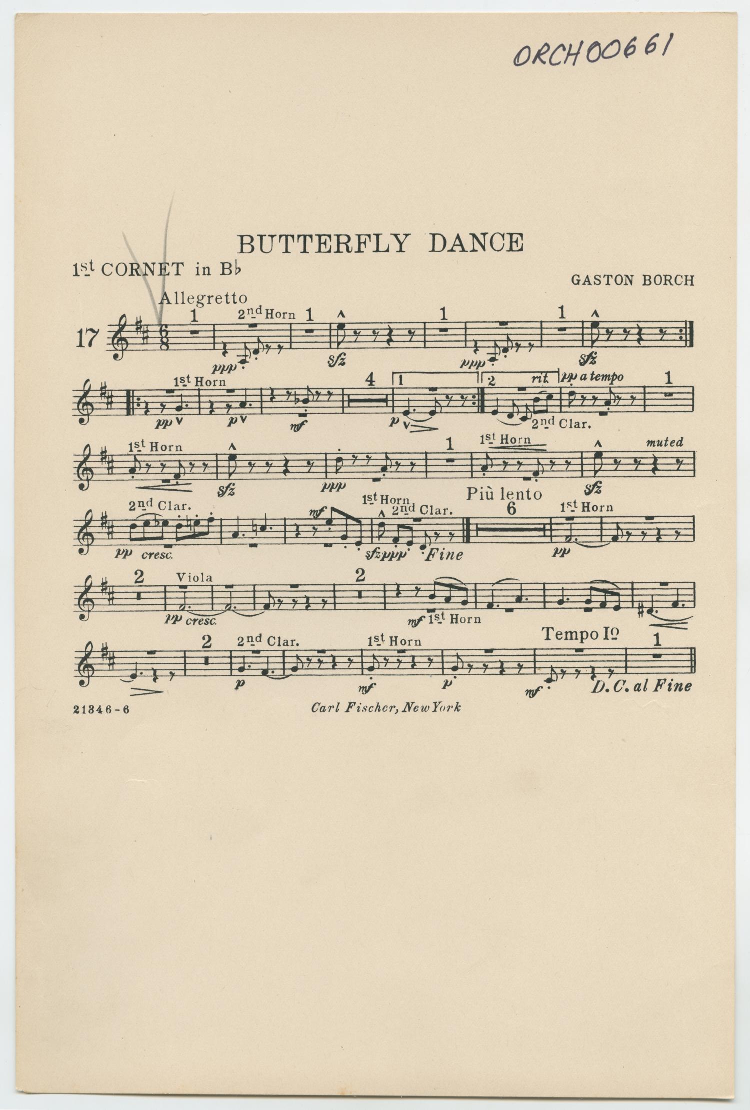 Butterfly Dance: Cornet 1 in B♭ Part
                                                
                                                    [Sequence #]: 1 of 2
                                                