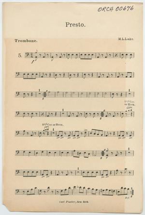 Primary view of object titled 'Presto: Trombone Part'.