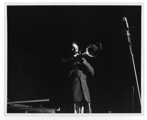 Primary view of object titled '[Photograph of Stan Kenton Trombone Player]'.