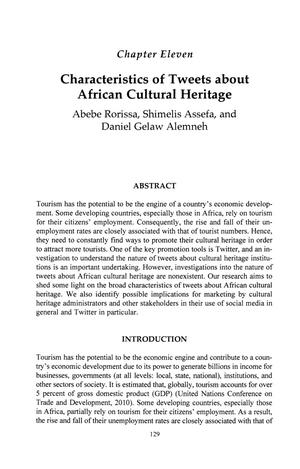 Characteristics of Tweets about African Cultural Heritage