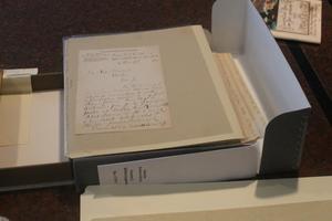 Primary view of object titled '[Handwritten letter on box]'.