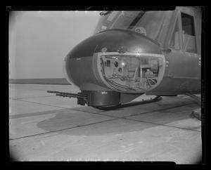 [Photograph of a closeup of the front of an armed UH-1E Iroquois helicopter, 2]
