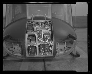 [Photograph of a closeup of the front of a UH-1B Iroquois helicopter]