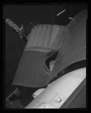 [Photograph of a closeup of some exterior panels for a UH-1F Iroquois helicopter]
