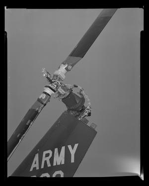 [Photograph of a closeup of the tail fin of a UH-1B Iroquois helicopter]