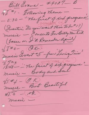 Hand-Written Program Lists, 1982-1983
