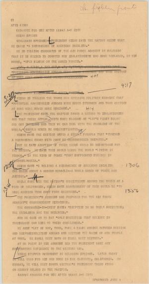 Primary view of object titled '[News Script: Nixon Speech]'.