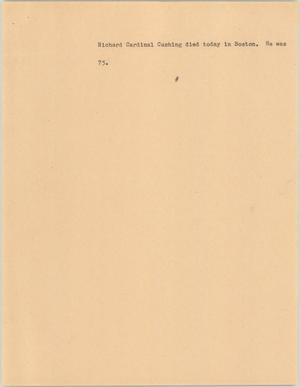 Primary view of object titled '[News Script: Death in Boston]'.