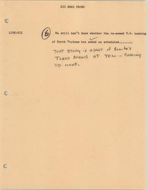 Primary view of object titled '[News Script: No news on Vietnam bombing]'.