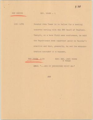 Primary view of object titled '[News Script: Senator weighs in on SMU meeting]'.