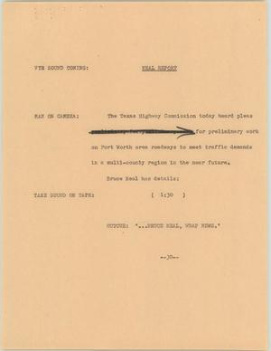 Primary view of object titled '[News Script: Neal Report]'.