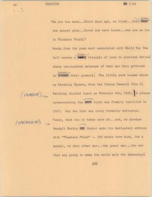 Primary view of object titled '[News Script: Pershing]'.