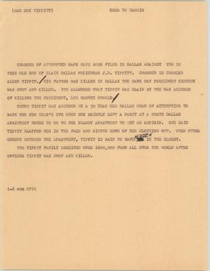 Primary view of object titled '[News Script: Bad boy Tippit]'.