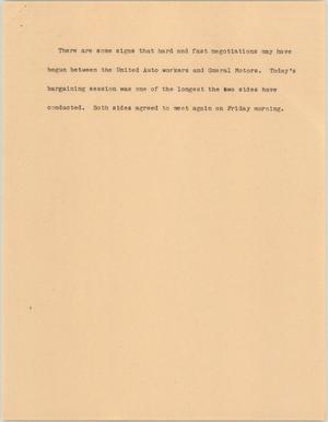 Primary view of object titled '[News Script: Employers and employees meet]'.