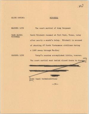 Primary view of object titled '[News Script: Court martial of sergeant update]'.
