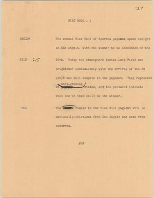Primary view of object titled '[News Script: Miss Wool]'.