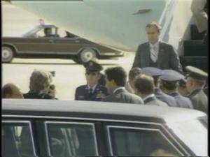 [News Clip: Reagan arrival]