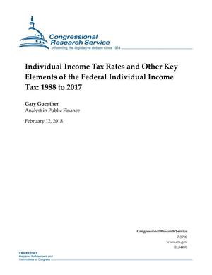 Individual Income Tax Rates and Other Key Elements of the Federal Individual Income Tax: 1988 to 2017