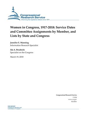 Women in Congress, 1917-2018: Service Dates and Committee Assignments by Member, and Lists by State and Congress