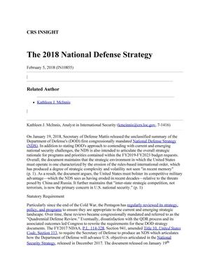 Primary view of object titled 'The 2018 National Defense Strategy'.