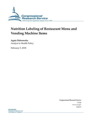 Nutrition Labeling of Restaurant Menu and Vending Machine Items