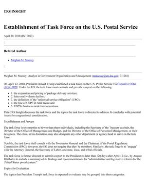 Establishment of Task Force on the U.S. Postal Service