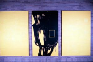 [Three black and yellow paintings by Claudia Betti, 1974]