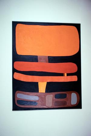 [Orange and black accented painting by Claudia Betti]
