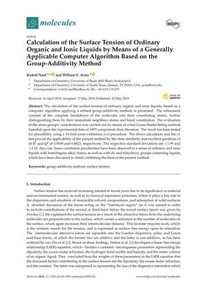 Calculation of the Surface Tension of Ordinary Organic and Ionic Liquids by Means of a Generally Applicable Computer Algorithm Based on the Group-Additivity Method