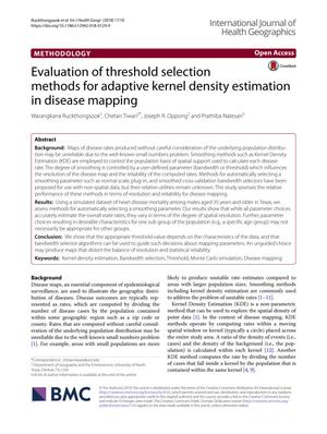 Primary view of object titled 'Evaluation of Threshold Selection Methods for Adaptive Kernel Density Estimation in Disease Mapping'.