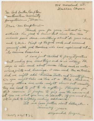 Primary view of object titled '[Letter from Alexandre Hogue]'.