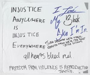 [White "Injustice Anywhere is Injustice Everywhere" poster]