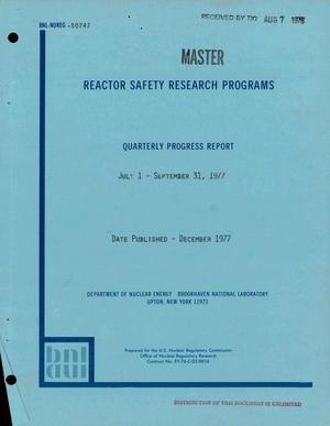 Reactor safety research programs. Quarterly progress report, 1 July--30 September 1977