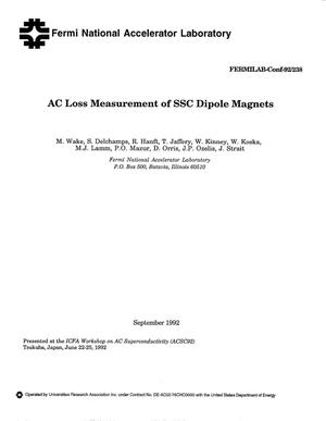 Ac loss measurement of SSC dipole magnets