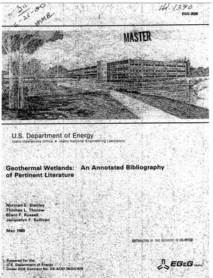Geothermal wetlands: an annotated bibliography of pertinent literature