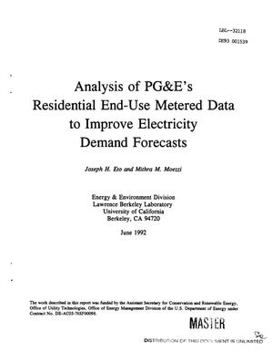 Analysis of PG E's residential end-use metered data to improve electricity demand forecasts