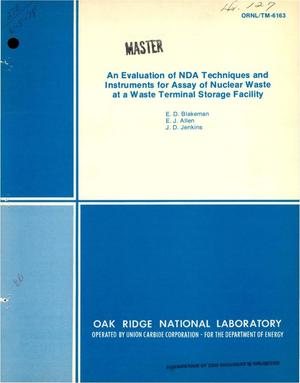 Evalution of NDA techniques and instruments for assay of nuclear waste at a waste terminal storage facility