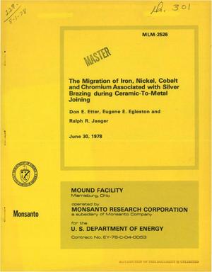 Migration of iron, nickel, cobalt and chromium associated with silver brazing during ceramic-to-metal joining