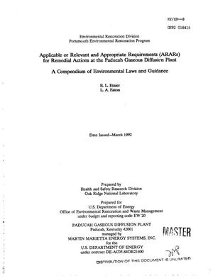 Applicable or relevant and appropriate requirements (ARARs) for remedial actions at the Paducah Gaseous Diffusion Plant: A compendium of environmental laws and guidance