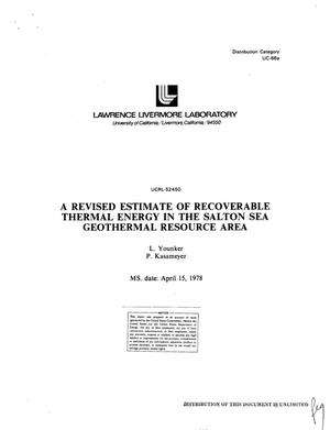 Revised estimate of recoverable thermal energy in the Salton Sea Geothermal Resource Area