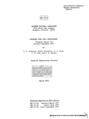 Advanced fuel cell development. Progress report, October--December 1977. [LiAlO/sub 2/ matrix for molten carbonate electrolytes]