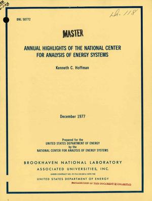 Annual Highlights of the National Center for Analysis of Energy Systems