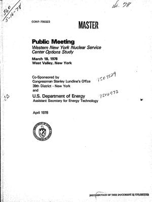 Public meeting: Western New York Nuclear Service Center options study. [Problem of West Valley plant]