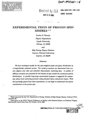 Experimental Tests of Proton Spin Models